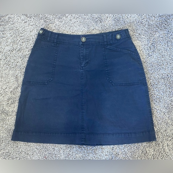 Per Se Navy Cotton Spandex Utility Pocket Button Skirt Size 4 - Picture 2 of 6